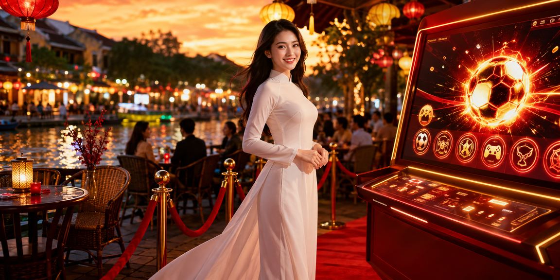 Người dùng Việt Nam trải nghiệm nền tảng cá cược trực tuyến tại Hội An với áo dài truyền thống